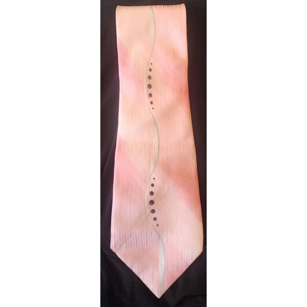 Enrico Capucci Mens Extra Long Pink Tie Excellent Silk Geometric Hand Made Italy